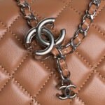 CHANEL 25S FLAP BAG 23 IN DARK CARAMEL CALFSKIN SILVER HARDWARE - Image 5