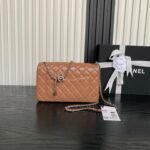 CHANEL 25S FLAP BAG 23 IN DARK CARAMEL CALFSKIN SILVER HARDWARE - Image 2