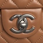 CHANEL 25S FLAP BAG 23 IN DARK CARAMEL CALFSKIN SILVER HARDWARE - Image 13