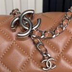 CHANEL 25S FLAP BAG 20 IN DARK CARAMEL CALFSKIN SILVER HARDWARE - Image 14