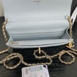 CHANEL 25S CHAIN WALLET 19 IN LIGHT BLUE LAMBSKIN GOLD HARDWARE - Image 5