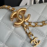 CHANEL 25S CHAIN WALLET 19 IN LIGHT BLUE LAMBSKIN GOLD HARDWARE - Image 13