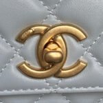 CHANEL 25S CHAIN WALLET 19 IN LIGHT BLUE LAMBSKIN GOLD HARDWARE - Image 3