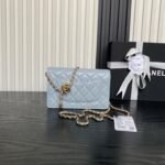 CHANEL 25S CHAIN WALLET 19 IN LIGHT BLUE LAMBSKIN GOLD HARDWARE - Image 11
