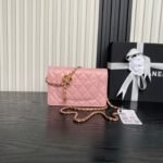 CHANEL 25S CHAIN WALLET 19 IN PINK LAMBSKIN GOLD HARDWARE - Image 11
