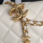 CHANEL 25S CHAIN WALLET 19 IN IVORY LAMBSKIN GOLD HARDWARE - Image 4