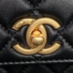 CHANEL 25S CHAIN WALLET 19 IN BLACK LAMBSKIN GOLD HARDWARE - Image 13