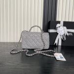 CHANEL 25S FLAP BAG 19 IN CHARCOAL GRAY CALFSKIN SILVER HARDWARE - Image 11