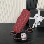 CHANEL 25S FLAP BAG 22 IN BURGUNDY CALFSKIN SILVER HARDWARE - Image 6