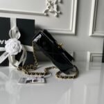 CHANEL 25S FLAP BAG 18 IN BLACK GLOSSY CALFSKIN - Image 14