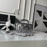 CHANEL 25S FLAP BAG 18 IN SILVER METALLIC CALFSKIN - Image 10
