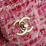 CHANEL 25S FLAP BAG 21 CM IN PINK SEQUINED TWEED WITH GOLD HARDWARE - Image 3