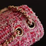 CHANEL 25S FLAP BAG 21 CM IN PINK SEQUINED TWEED WITH GOLD HARDWARE - Image 14