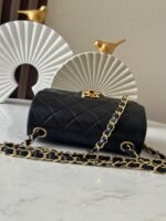 CHANEL 25S MINI FLAP BAG 18 IN BLACK LAMBSKIN WITH GOLD HARDWARE - Image 11
