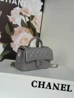 MINI FLAP BAG 20 IN LIGHT GRAY GLOSSY CALFSKIN GOLD HARDWARE - Image 11
