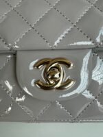 MINI FLAP BAG 20 IN LIGHT GRAY GLOSSY CALFSKIN GOLD HARDWARE - Image 14