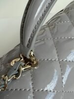 MINI FLAP BAG 20 IN LIGHT GRAY GLOSSY CALFSKIN GOLD HARDWARE - Image 15