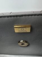 MINI FLAP BAG 20 IN LIGHT GRAY GLOSSY CALFSKIN GOLD HARDWARE - Image 16