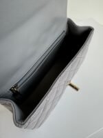 MINI FLAP BAG 20 IN LIGHT GRAY GLOSSY CALFSKIN GOLD HARDWARE - Image 8