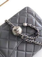 CC SMALL 17 FLAP BAG IN DARK GREY CALFSKIN - Image 14
