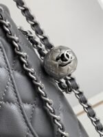 CC MINI 20 FLAP BAG IN DARK GREY CALFSKIN - Image 13