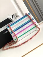 MINI 20 CLASSIC HANDBAG IN WHITE EMBROIDERED TWEED SEQUINS - Image 11