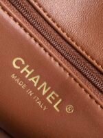 CHANEL 25S FLAP BAG 18 CM IN BEIGE WOOL AND BROWN LAMBSKIN - Image 18