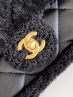 CHANEL 25S FLAP BAG 18 CM IN BLACK WOOL AND LAMBSKIN - Image 2