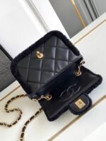 CHANEL 25S FLAP BAG 18 CM IN BLACK WOOL AND LAMBSKIN - Image 15