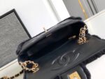 CHANEL 25S FLAP BAG 23.5 CM IN BLACK WOOL AND LAMBSKIN - Image 14