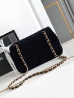 CHANEL 25S FLAP BAG 23.5 CM IN BLACK WOOL AND LAMBSKIN - Image 10