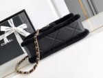 CHANEL 25S FLAP BAG 23.5 CM IN BLACK WOOL AND LAMBSKIN - Image 9