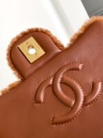 CHANEL 25S FLAP BAG 18 CM IN BROWN WOOL AND LAMBSKIN - Image 16