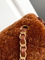 CHANEL 25S FLAP BAG 18 CM IN BROWN WOOL AND LAMBSKIN - Image 3