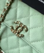 CHANEL 25S KELLY BAG 18 IN LIGHT GREEN CAVIAR LEATHER WITH GOLD HARDWARE - Image 3