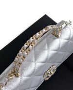 CHANEL 25S KELLY BAG 18 IN SILVER CAVIAR LEATHER WITH GOLD HARDWARE STYLE 2 - Image 9