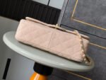 CHANEL 25S CLASSIC FLAP 26 CM IN LIGHT BEIGE CANVAS EMBROIDERED MOTIF WITH GOLD HARDWARE - Image 5