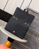 CHANEL 25S CLASSIC FLAP 26 CM IN GUNMETAL BLACK CANVAS EMBROIDERED MOTIF WITH GOLD HARDWARE - Image 6