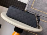 CHANEL 25S CLASSIC FLAP 26 CM IN GUNMETAL BLACK CANVAS EMBROIDERED MOTIF WITH GOLD HARDWARE - Image 14