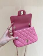 CHANEL 25S FLAP BAG 17 CM IN PINK LAMBSKIN WITH GOLD HARDWARE - Image 12