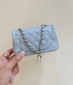 CHANEL 25S FLAP CHARM BAG 13 IN SKY BLUE LAMBSKIN - Image 11
