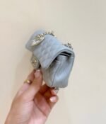 CHANEL 25S FLAP CHARM BAG 13 IN SKY BLUE LAMBSKIN - Image 3