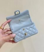 CHANEL 25S FLAP CHARM BAG 13 IN SKY BLUE LAMBSKIN - Image 6