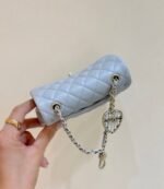 CHANEL 25S FLAP CHARM BAG 13 IN SKY BLUE LAMBSKIN - Image 7