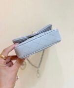 CHANEL 25S FLAP CHARM BAG 13 IN SKY BLUE LAMBSKIN - Image 8