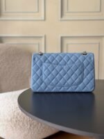 CHANEL 25S CLASSIC FLAP BAG 25 CM IN LIGHT BLUE LAMBSKIN WITH GOLD HARDWARE - Image 11