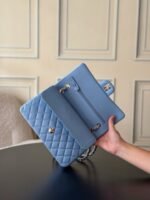 CHANEL 25S CLASSIC FLAP BAG 25 CM IN LIGHT BLUE LAMBSKIN WITH GOLD HARDWARE - Image 14