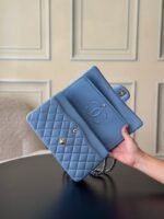 CHANEL 25S CLASSIC FLAP BAG 25 CM IN LIGHT BLUE LAMBSKIN WITH GOLD HARDWARE - Image 13