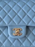 CHANEL 25S CLASSIC FLAP BAG 25 CM IN LIGHT BLUE LAMBSKIN WITH GOLD HARDWARE - Image 7