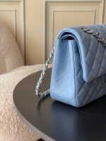 CHANEL 25S CLASSIC FLAP BAG 25 CM IN LIGHT BLUE LAMBSKIN WITH GOLD HARDWARE - Image 3